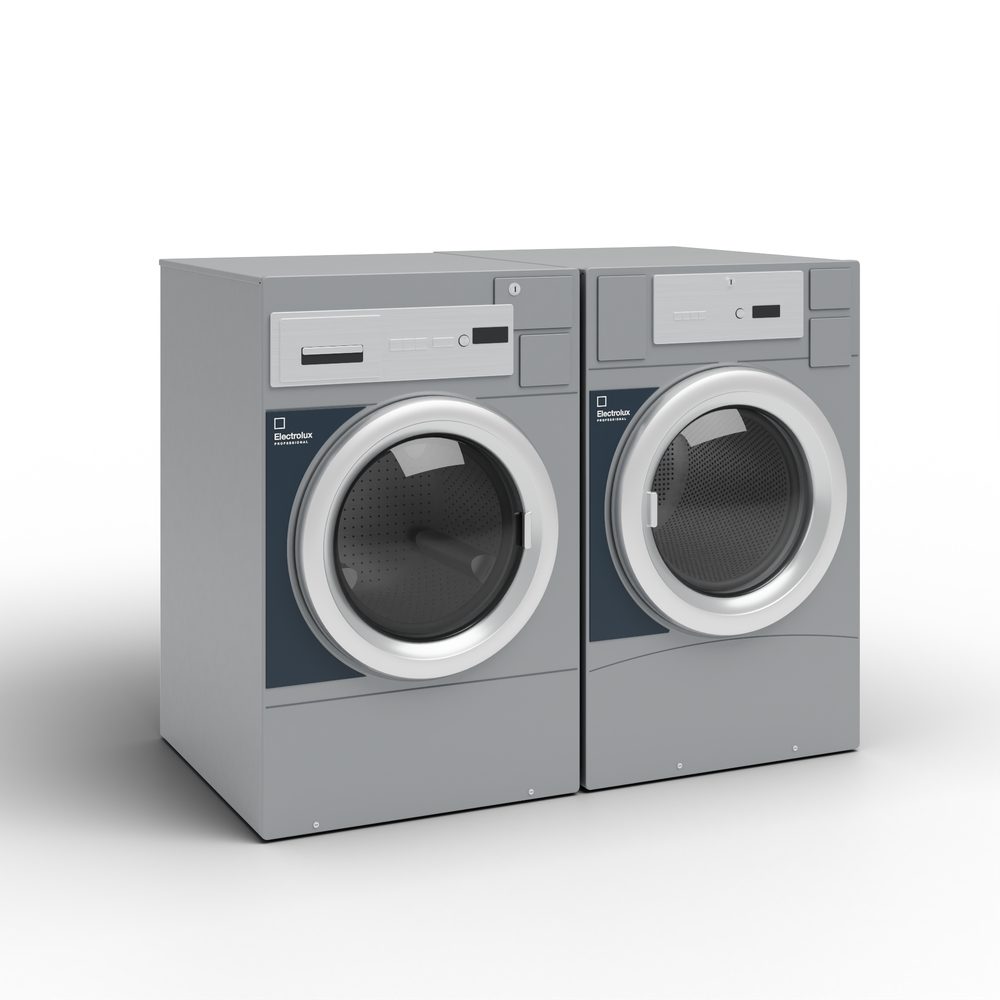 Lavarropas y secarropas Electrolux Professional myPRO de 12 kilos, una al lado de la otra